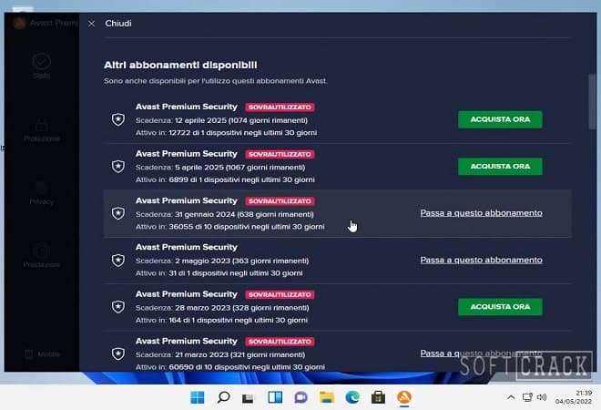 Avast Premium Security 2022 - Licenze